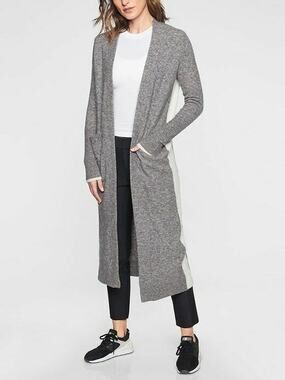 Athleta Merino Wool Blend Transit Long Sleeve Open Front Wrap Long Cardigan S